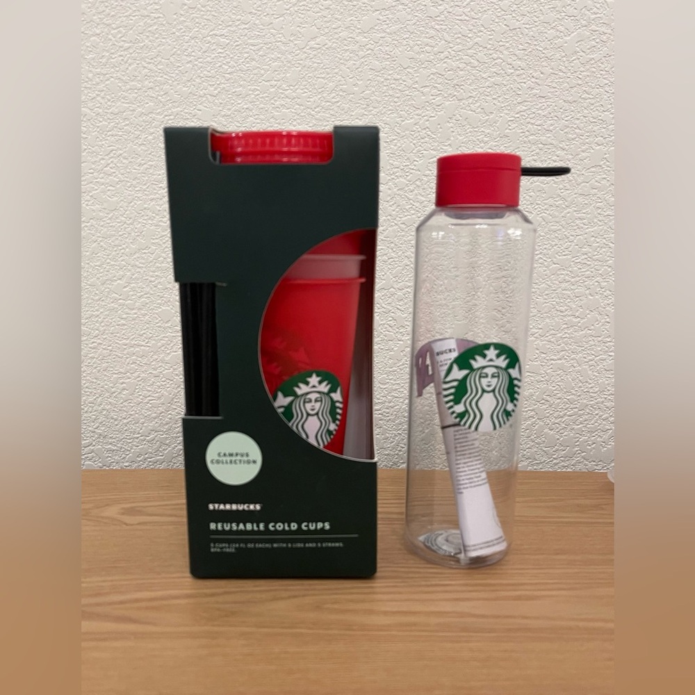 NWT STARBUCKS UNLV College Collection 5 Reusable Cold Cup Set and Water Bottle